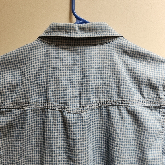 Vintage Vanilla Star Blue Gingham 100% Cotton Button-Up Shirt Size L - Picture 7 of 12